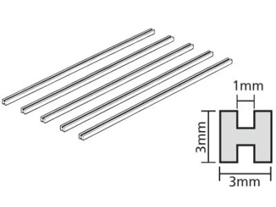 Tamiya - H-Profil 3x3mm (5) 400mm weiss