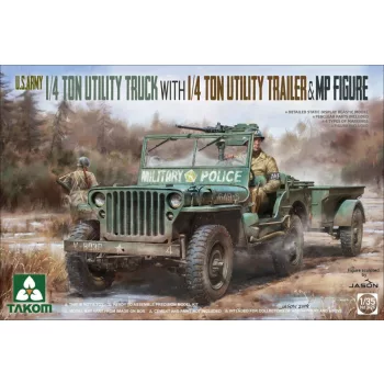   Takom - U.S. Army 1/4 ton utility truck with 1/4 ton utility trailer  MP figure