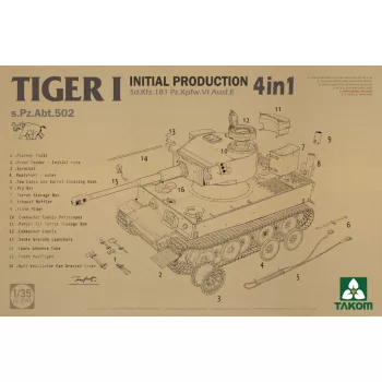   Takom - 1/35 Tiger I Initial Production Sd.Kfz.181 Pz.Kpfw.Vi Ausf.E 4 In 1
