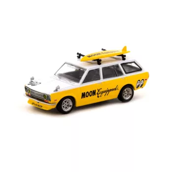   Tarmac - Datsun Bluebird 510 Wagon Moon Equipped w/Roof Rack & Surfboard Yellow/White 2022