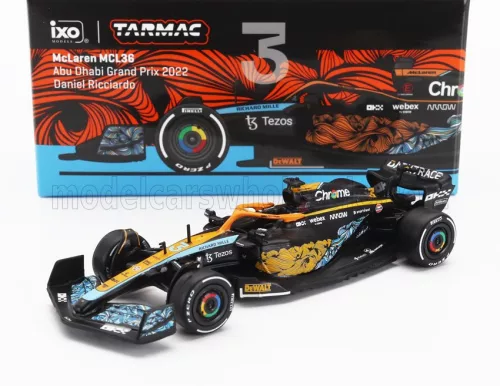 Tarmac - McLAREN F1  MCL36 TEAM MCLAREN N 3 ABU DHABI GP 2022 DANIEL RICCIARDO ORANGE LIGHT BLUE
