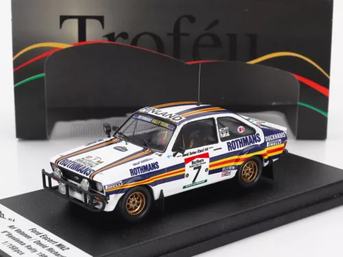 Trofeu - FORD ENGLAND ESCORT MKII (night version) TEAM ROTHMANS N 7 RALLY BANDAMA 1981 ARI VATANEN - DAVID RICHARDS WHITE BLUE YELLOW