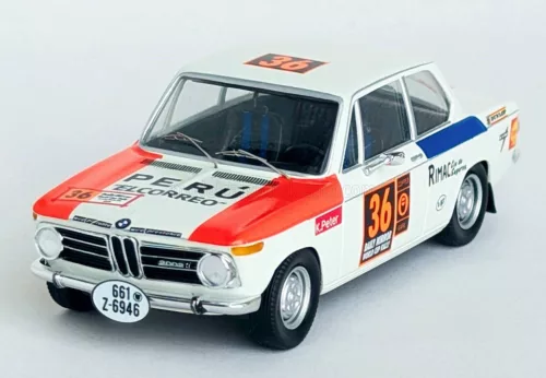 Trofeu - BMW 2002 Ti N 36 RALLY LONDRA-MESSICO 1970 PETER KUBE - LOTHAR RANFT WHITE BLUE RED