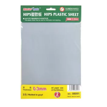   Trumpeter - 0.3mm HIPS PLASTIC SHEET A4 SIZE (210mm*300mm*2PCS)