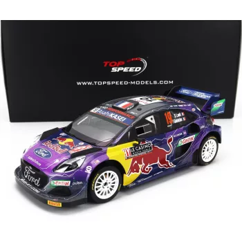   TrueScale - FORD ENGLAND PUMA RALLY1 RED BULL TEAM FORD WORLD RALLY M-SPORT N 19 WINNER RALLY MONTECARLO 2022 S.LOEB - I.GALMICHE PURPLE YELLOW BLACK