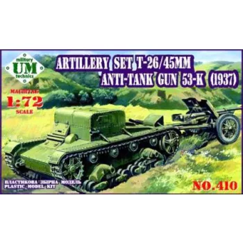   Unimodels - Artillery set T-26T 45mm Antitank gun 53-K (1937)