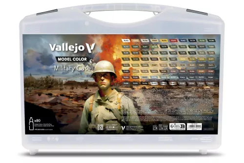 Vallejo - Military Case. Includes: 76 colors + 4 auxiliaries selected for camouflage schemes & military uniforms 18 ml