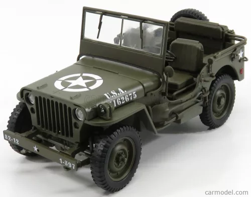 Welly - Jeep Willys 1/4 Mb Usa Army Open 1942 Military Green