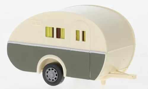 Wiking - Sportberger Wohnwagen, beige/grau, 1950, 1:87