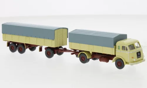Wiking - Henschel Pritschenhängerzug, beige, 1955, 1:87