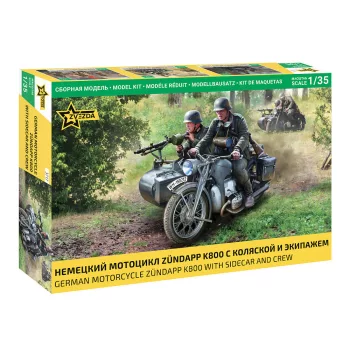   Zvezda - 1:35 German Motocycle Zundapp K800 with sidecar and crew - 2 figures